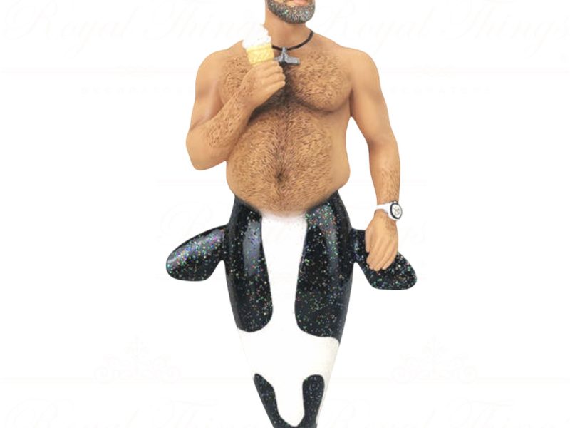 55 55129 December Diamonds Gay Christmas Ornaments Beached Whale Merman Black White