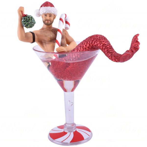 55 55140 December Diamonds Gay Christmas Ornaments Mistletoe Santa Merman Martini Red White