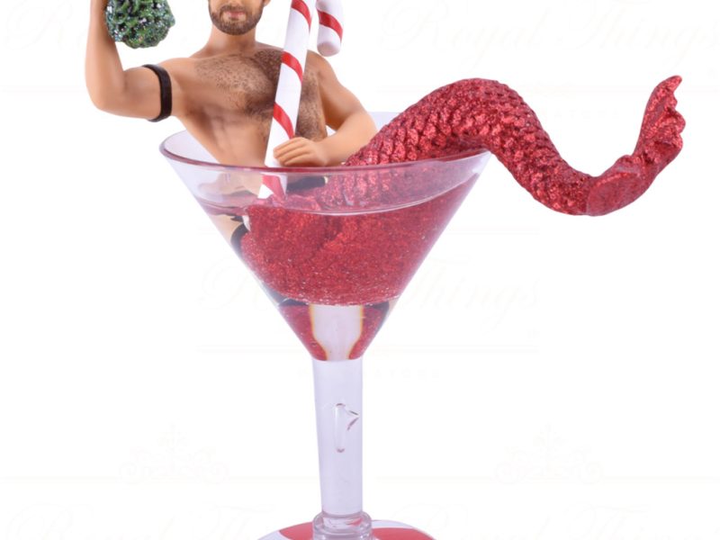 55 55140 December Diamonds Gay Christmas Ornaments Mistletoe Santa Merman Martini Red White