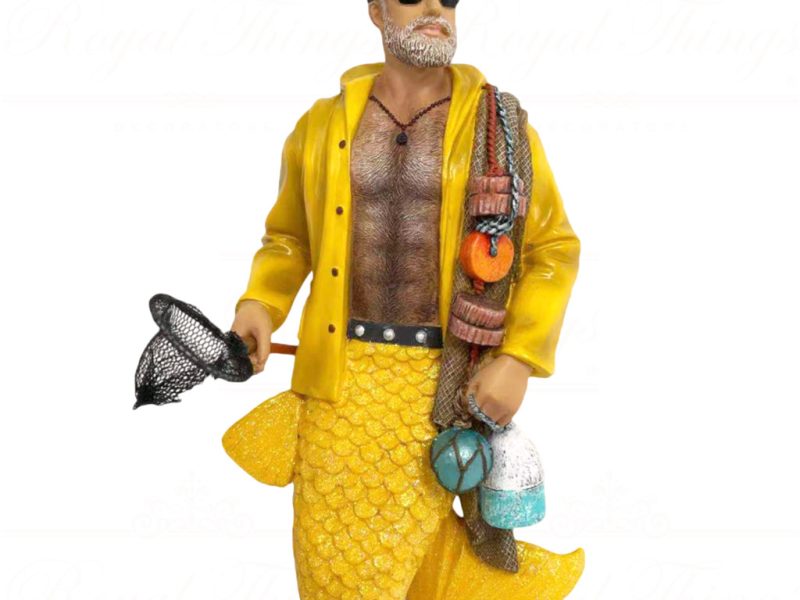 55 55165 December Diamonds Gay Christmas Ornaments Monty Fisherman Merman Yellow