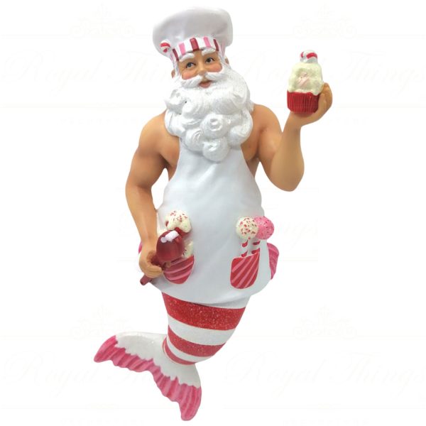 55 55403 December Diamonds Gay Christmas Ornaments Baking Santa Merman Red White