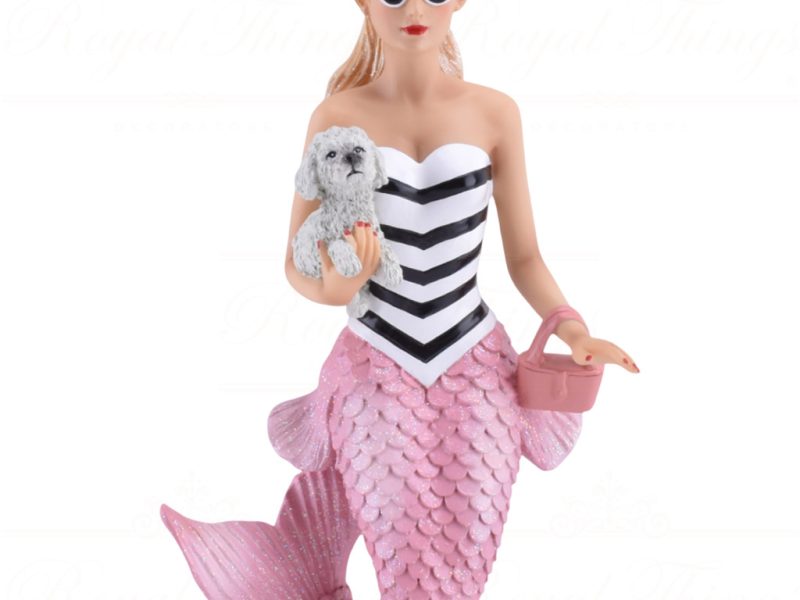 55 55439 December Diamonds Christmas Ornaments Fifi Mermaid Dog Pink