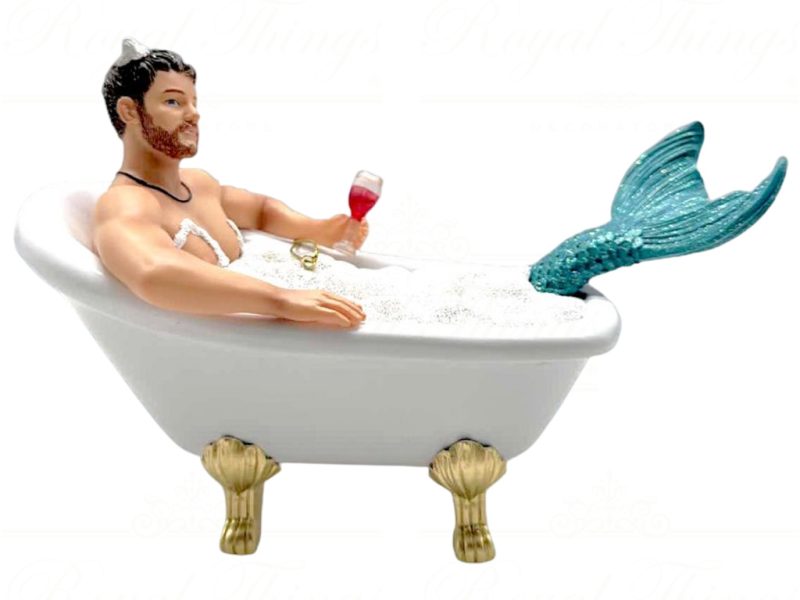 55 55477 December Diamonds Gay Christmas Ornaments Mr Bubbles Merman Badtub White Blue