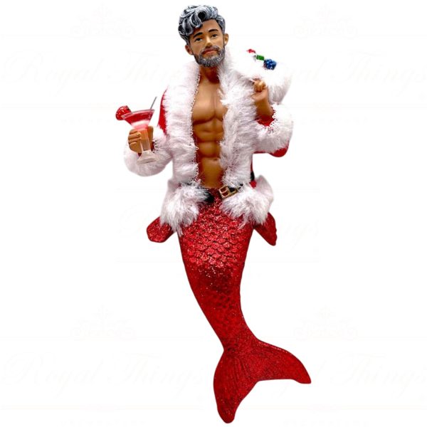 55 55501 December Diamonds Gay Christmas Ornaments Hey Santa Merman Red White