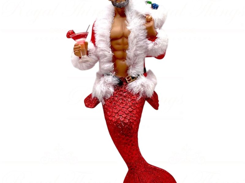 55 55501 December Diamonds Gay Christmas Ornaments Hey Santa Merman Red White