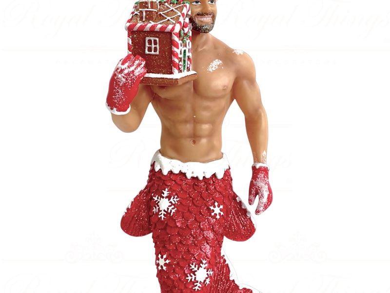 55 55518 December Diamonds Gay Christmas Ornaments Gingerbread Santa Merman Red White