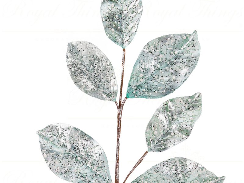A 48006 Goodwill Christmas Branches Stems Metallic Magnolia Leaf Peral Stem Green Blue