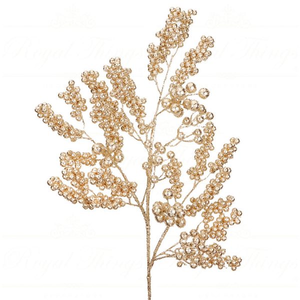 Al 68124 Goodwill Christmas Branches Metallic Berry Stem Gold