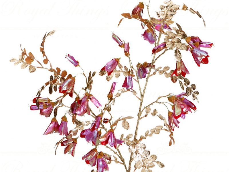 Al 68129 Goodwill Branches Metallic Irisdescent Flower Leaf Stem Pink Gold
