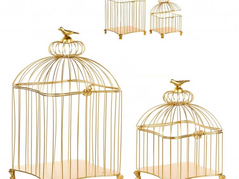 Al 69127 Goodwill Christmas Decorative Items Metal Aviary Birdcage Gold