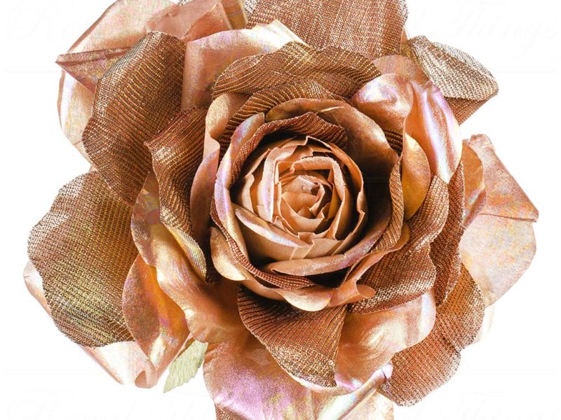 Al 73313 Goodwill Christmas Flowers Metallic Iridescent Rose On Clip Pink Gold