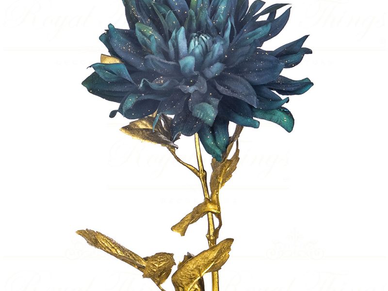 Al 75204 Goodwill Christmas Flowers Dahlia Flower Stem Blue Gold