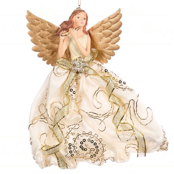 As 25117 Goodwill Christmas Ornaments Fabric Flying Music Angel Ornament Cream Gold Vari Cream