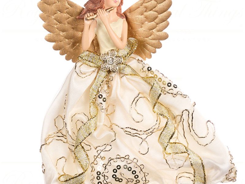 As 25117 Goodwill Christmas Ornaments Fabric Flying Music Angel Ornament Cream Gold Vari Cream