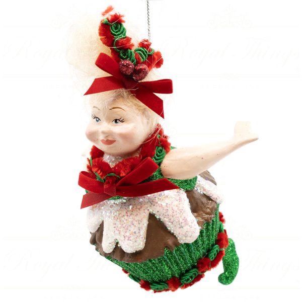 B 10256 Goodwill Christmas Ornaments Gingerbread Cupcake Lady Green Red