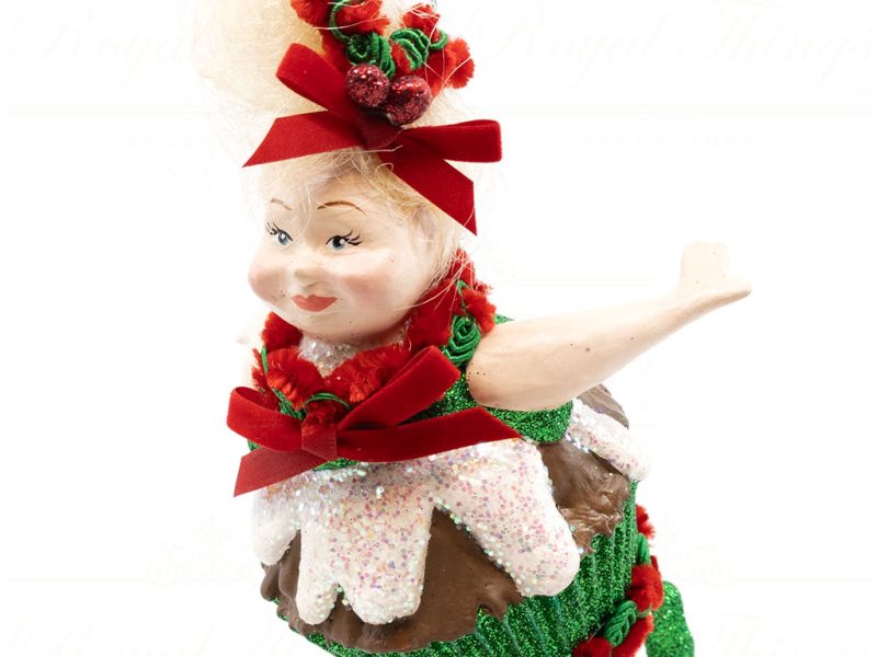 B 10256 Goodwill Christmas Ornaments Gingerbread Cupcake Lady Green Red