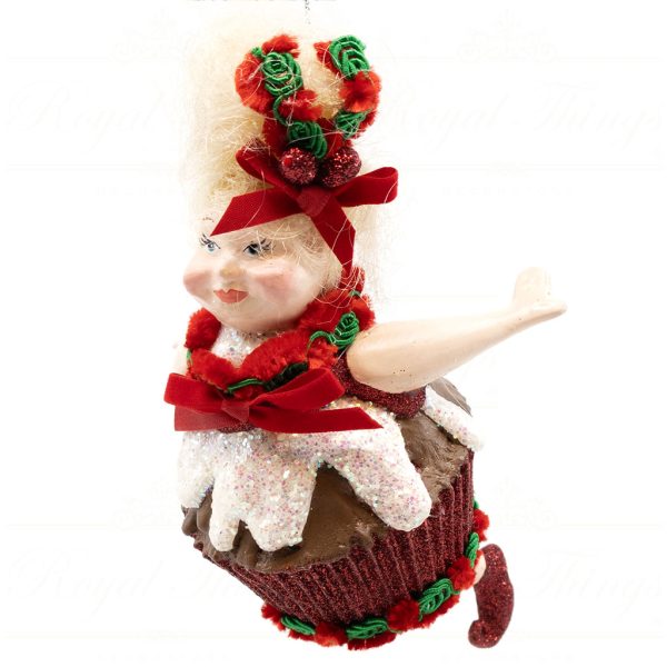 B 10256 Goodwill Christmas Ornaments Gingerbread Cupcake Lady Green Red Detail