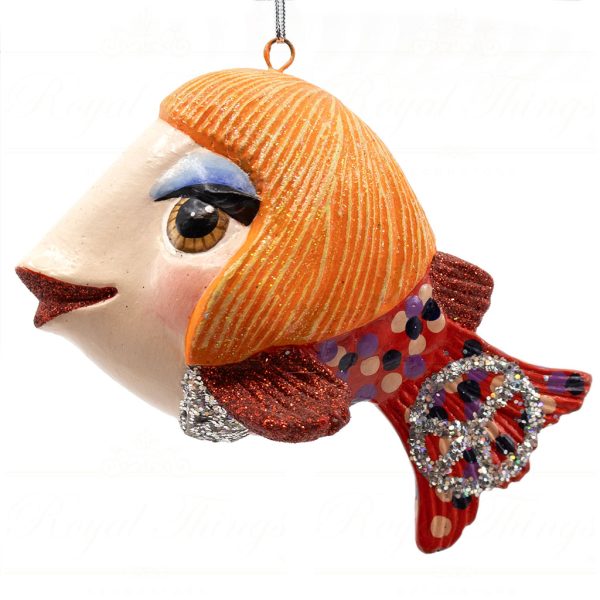 B 10259 Goodwill Christmas Ornaments Crazy Concert Lady Gaga Disco Fish Ornament Blue Orange Purple Detail1