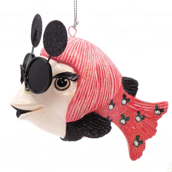 B 10260 Goodwill Christmas Ornaments Crazy Concert Lady Gaga Paparazzi Fish Ornament Yellow Green Pink Detail3