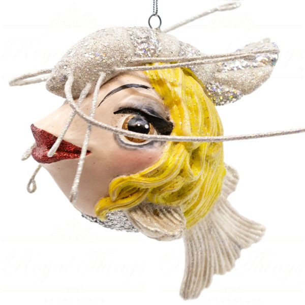 B 10261 Goodwill Christmas Ornaments Crazy Concert Lady Gaga Lobster Fish Ornament Yellow Pink Purple