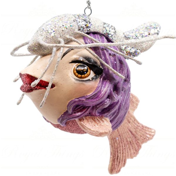 B 10261 Goodwill Christmas Ornaments Crazy Concert Lady Gaga Lobster Fish Ornament Yellow Pink Purple Detail2