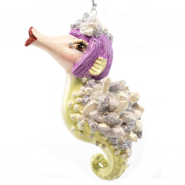 B 10265 Goodwill Christmas Ornaments Crazy Concert Lady Gaga Crystal Seahorse Ornament Blue Green Purple Detail1