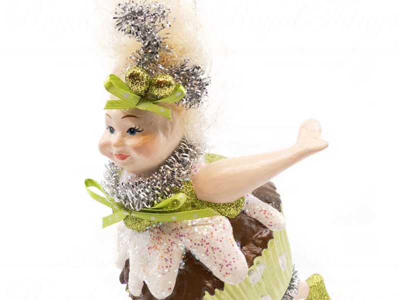 B 10271 Goodwill Christmas Ornaments Sweet Paris Chubby Cupcake Lady Ornament Green Pink Purple