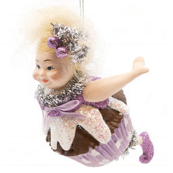 B 10271 Goodwill Christmas Ornaments Sweet Paris Chubby Cupcake Lady Ornament Green Pink Purple Detail2