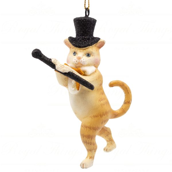 B 10291 Goodwill Christmas Ornaments Aristocats Dancing Cat Ornament Black Brown Red