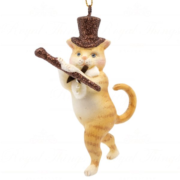 B 10291 Goodwill Christmas Ornaments Aristocats Dancing Cat Ornament Black Brown Red Detail1