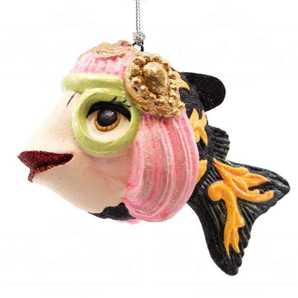 B 10301 Goodwill Christmas Ornaments Crazy Concert Lady Gaga Godess Fish Ornament Blue Green Pink Detail2