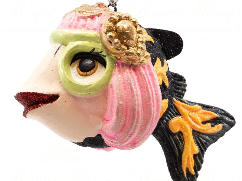 B 10301 Goodwill Christmas Ornaments Crazy Concert Lady Gaga Godess Fish Ornament Blue Green Pink Detail2
