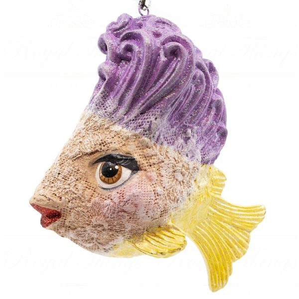 B 10302 Goodwill Christmas Ornaments Crazy Concert Lady Gaga Lace Fish Ornament Pink Purple Yellow Detail1
