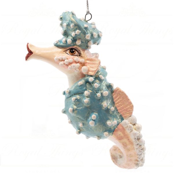 B 10304 Goodwill Christmas Ornaments Crazy Concert Lady Gaga Leather Seahorse Ornament Blue Pink Purple