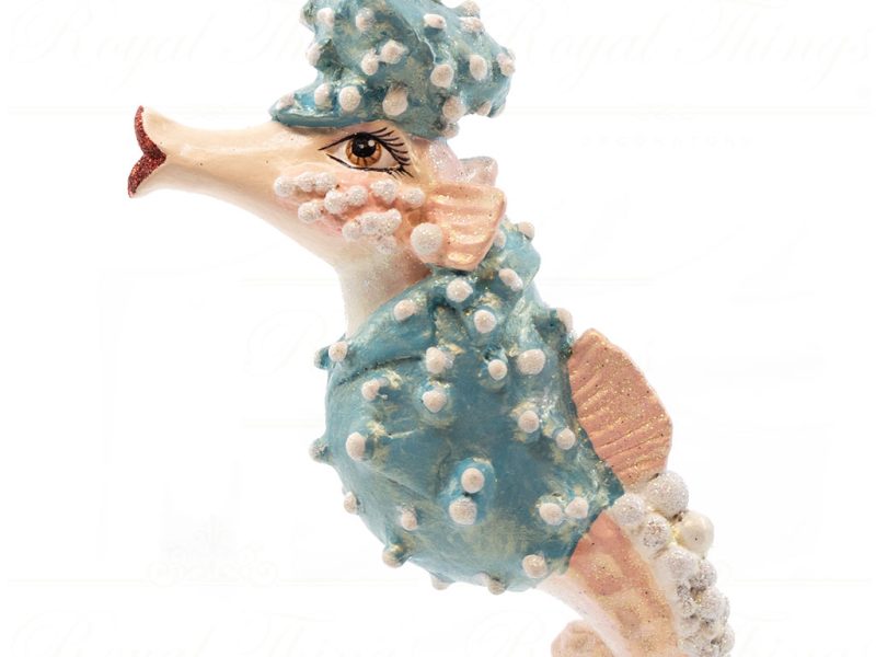 B 10304 Goodwill Christmas Ornaments Crazy Concert Lady Gaga Leather Seahorse Ornament Blue Pink Purple