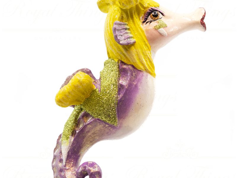B 10305 Goodwill Christmas Ornaments Crazy Concert Lady Gaga Bowie Seahorse Ornament Orange Pink Purple Detail2