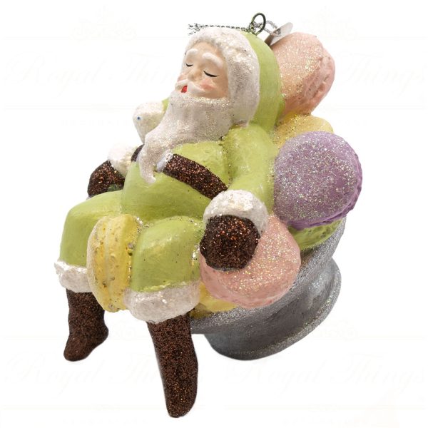B 10307 Goodwill Christmas Ornaments Dairy Queen Macaron Sleep Santa Ornament Green Pink