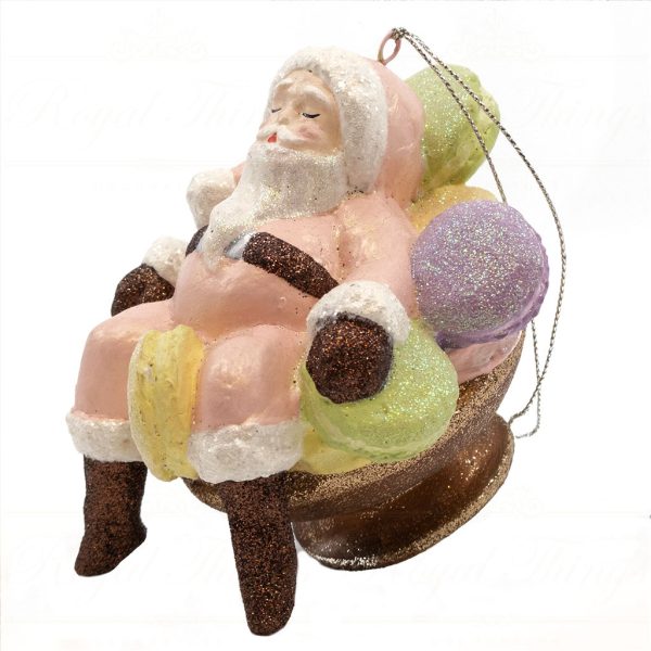 B 10307 Goodwill Christmas Ornaments Dairy Queen Macaron Sleep Santa Ornament Green Pink Detail