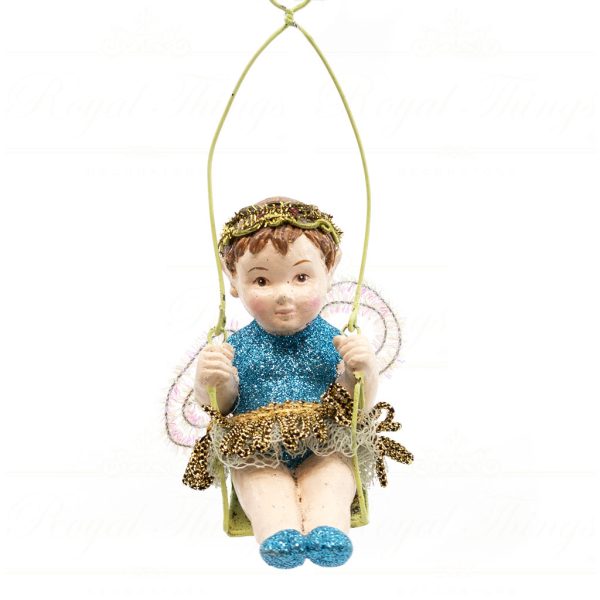 B 10311 Goodwill Christmas Ornaments Peacock Swing Fairy Ornament Blue Green Purple