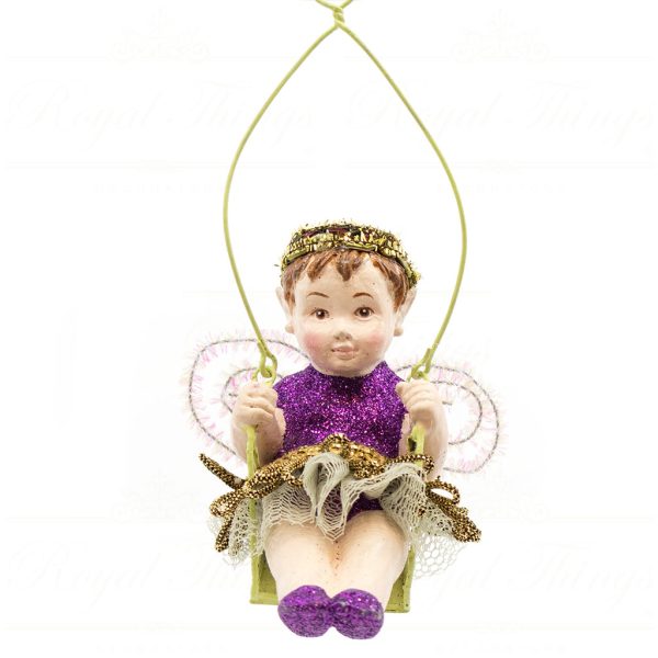 B 10311 Goodwill Christmas Ornaments Peacock Swing Fairy Ornament Blue Green Purple Detail2