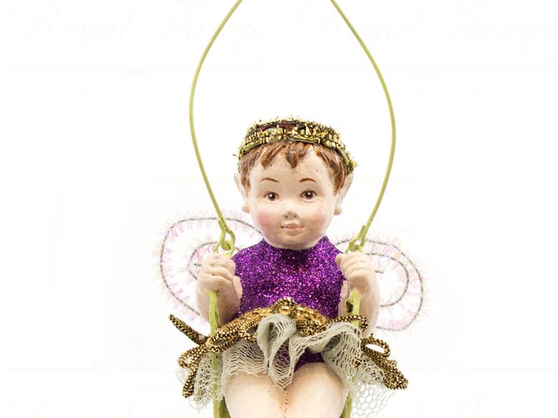 B 10311 Goodwill Christmas Ornaments Peacock Swing Fairy Ornament Blue Green Purple Detail2