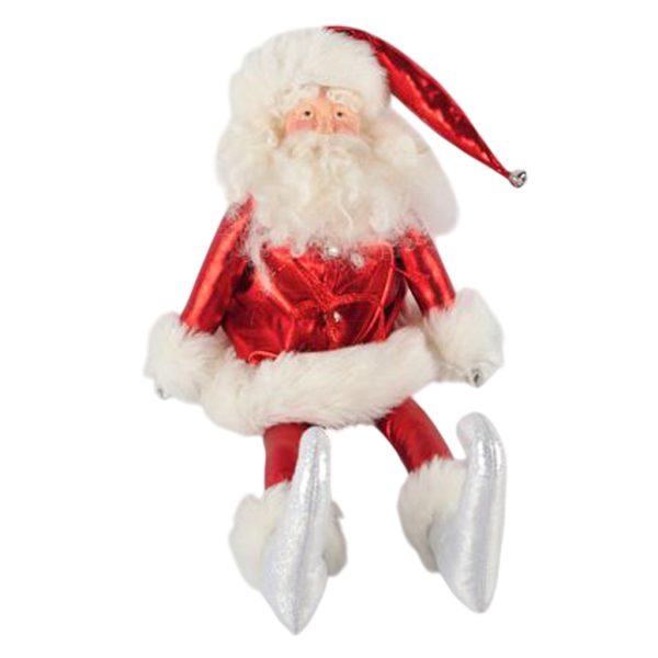 B 10325 Goodwill Christmas Dolls Vintage Shiny Santa Doll Red White
