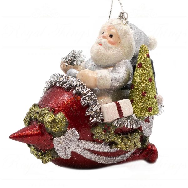 B 10332 Goodwill Christmas Ornaments The Jetsons Scooter Santa Ornament Red Silver