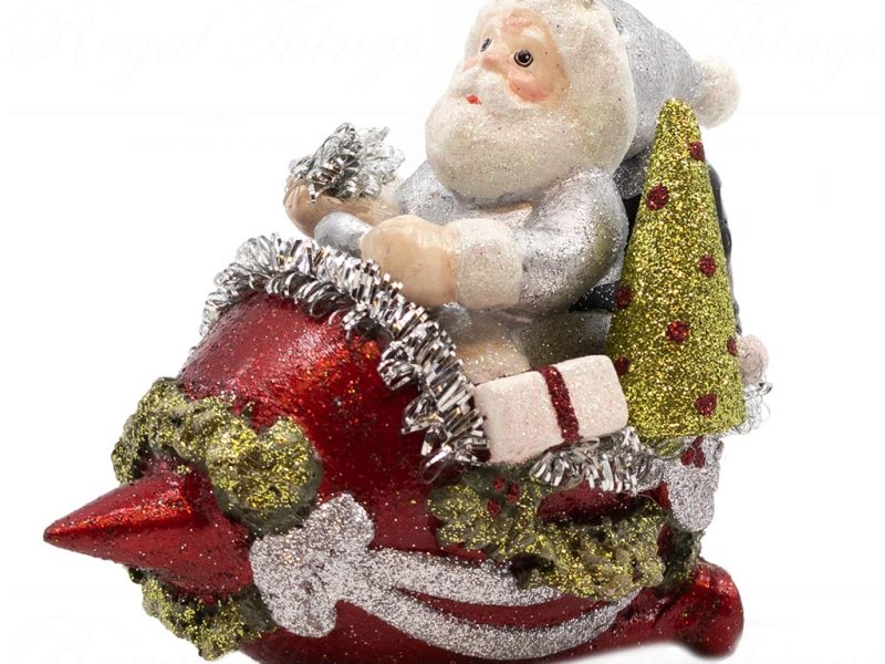 B 10332 Goodwill Christmas Ornaments The Jetsons Scooter Santa Ornament Red Silver