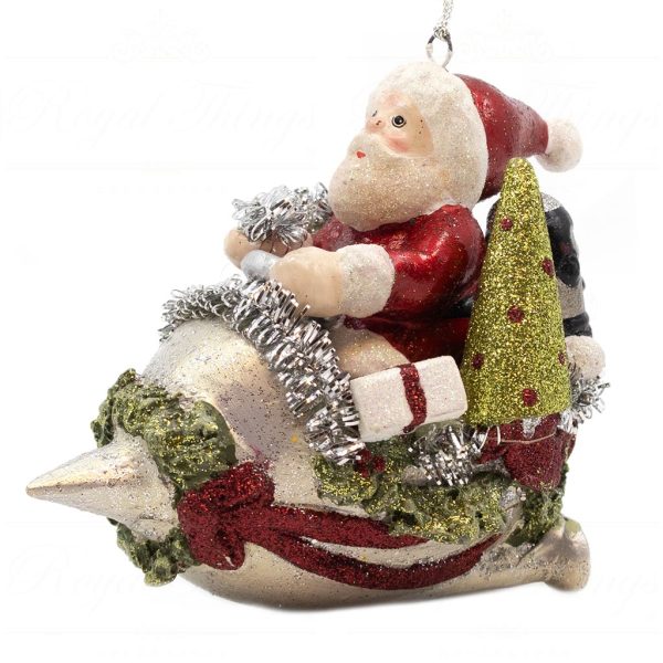 B 10332 Goodwill Christmas Ornaments The Jetsons Scooter Santa Ornament Red Silver Detail