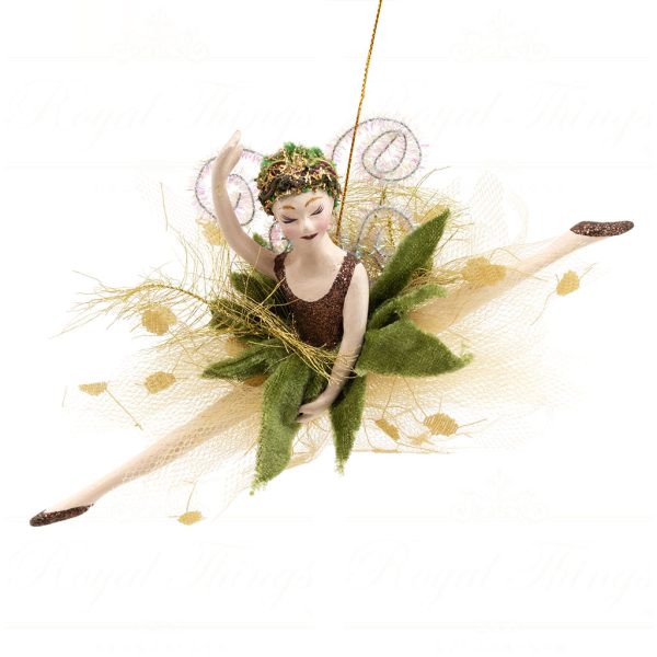 B 10334 Goodwill Christmas Ornaments Forest Leping Fairy Ballerina Ornament Brown Green Red