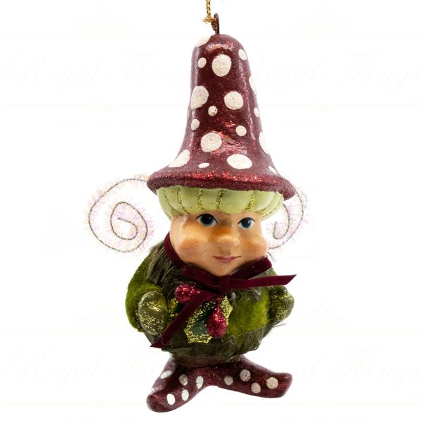 B 10336 Goodwill Christmas Ornaments Snow White Chubby Gnome Brown Green Red Detail2
