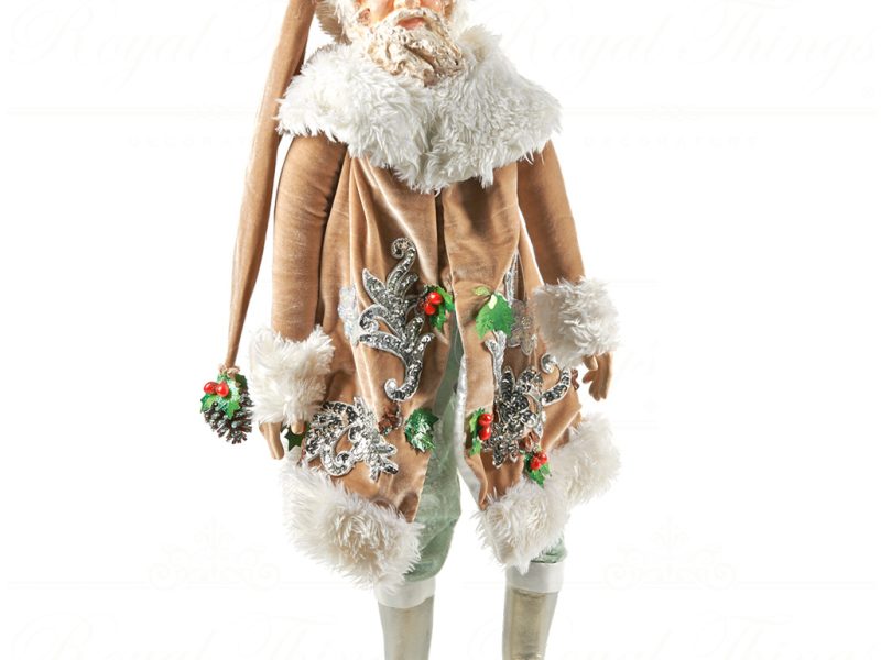 B 30001 Goodwill Christmas Dolls Green Forest Santa Doll Brown White Silver