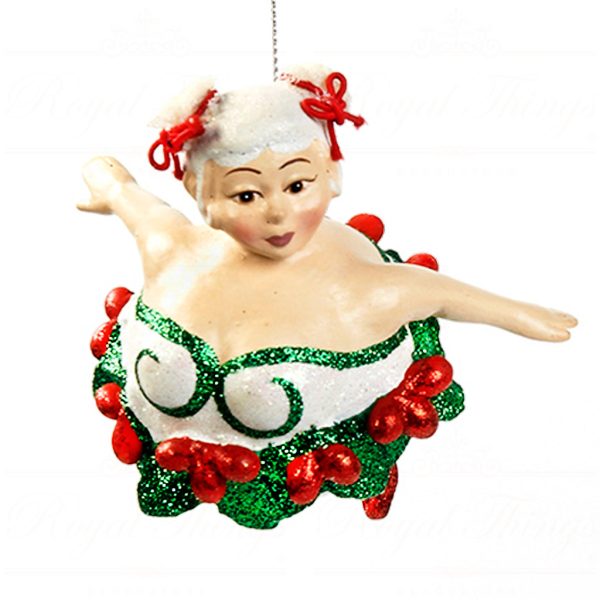 B 30025 Goodwill Christmas Ornaments Green Forest Chubby Fairy Ornament Green Red White Detail1