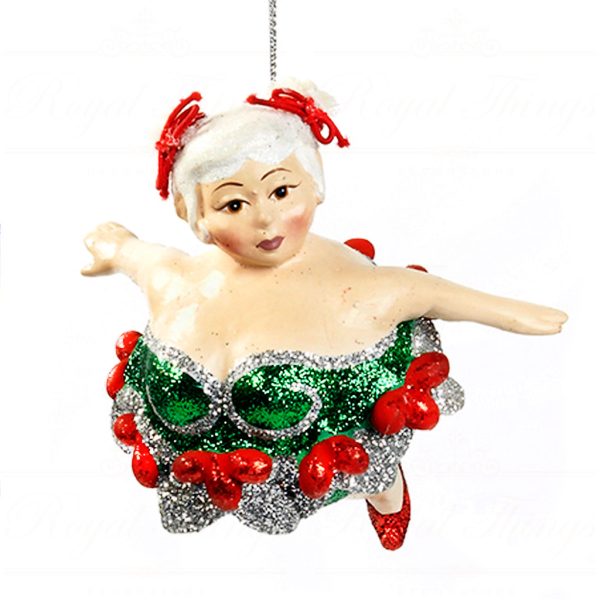 B 30025 Goodwill Christmas Ornaments Green Forest Chubby Fairy Ornament Green Red White Detail2